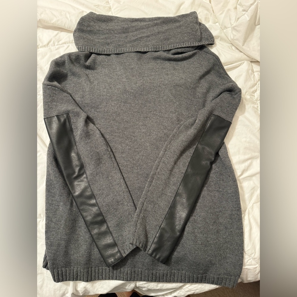 BCBGMaxAzria Sweater with Faux Leather Arm Patches - Picture 9 of 9
